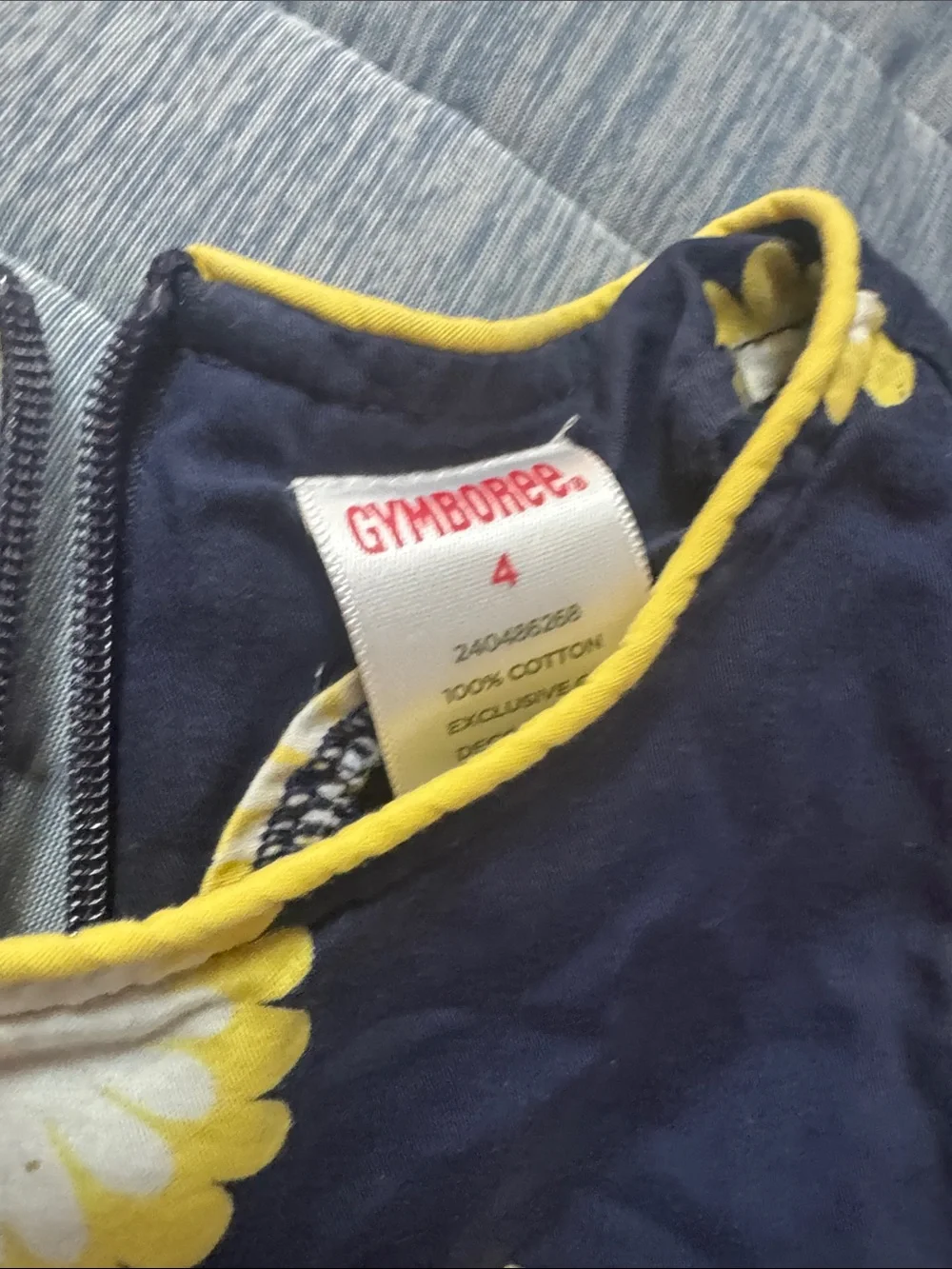 Gymboree Navy Dress with Yellow and White Daisy Print